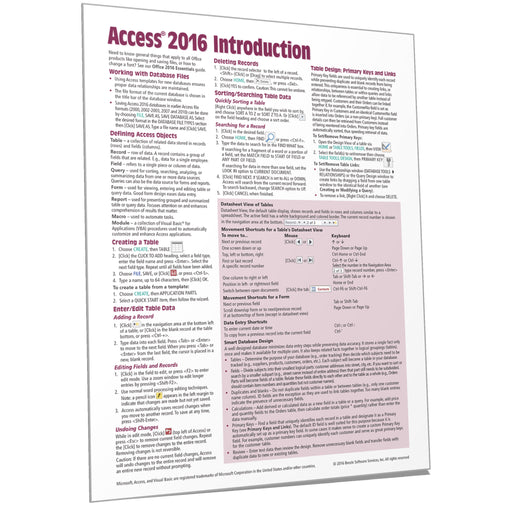 Access 2016 Introduction Quick Reference