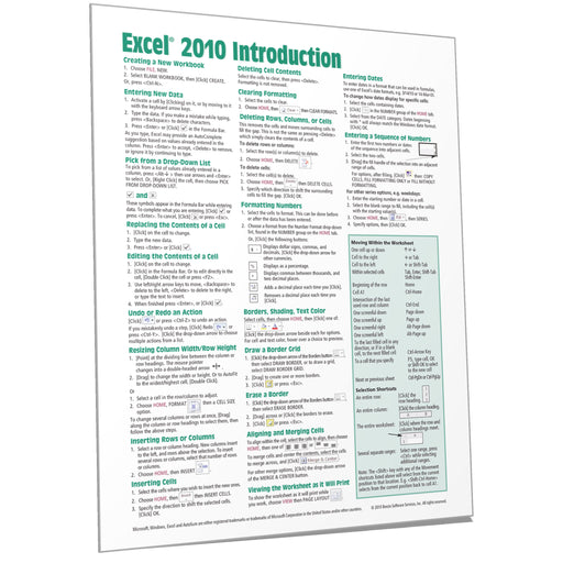 Excel 2010 Introduction Quick Reference
