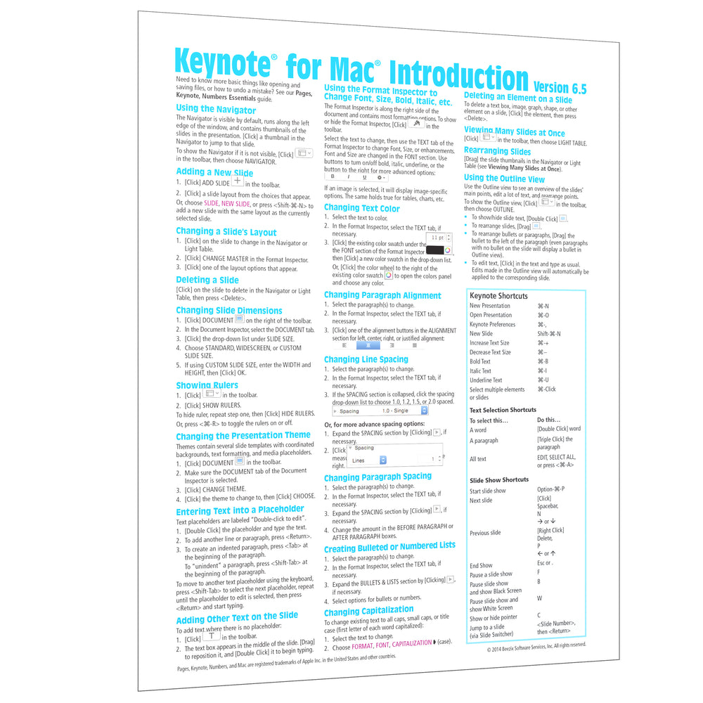 Keynote 6.5 for Mac Introduction Quick Reference