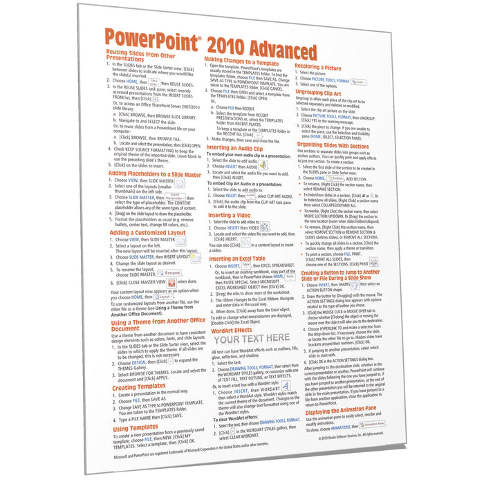 PowerPoint 2010 Advanced Quick Reference