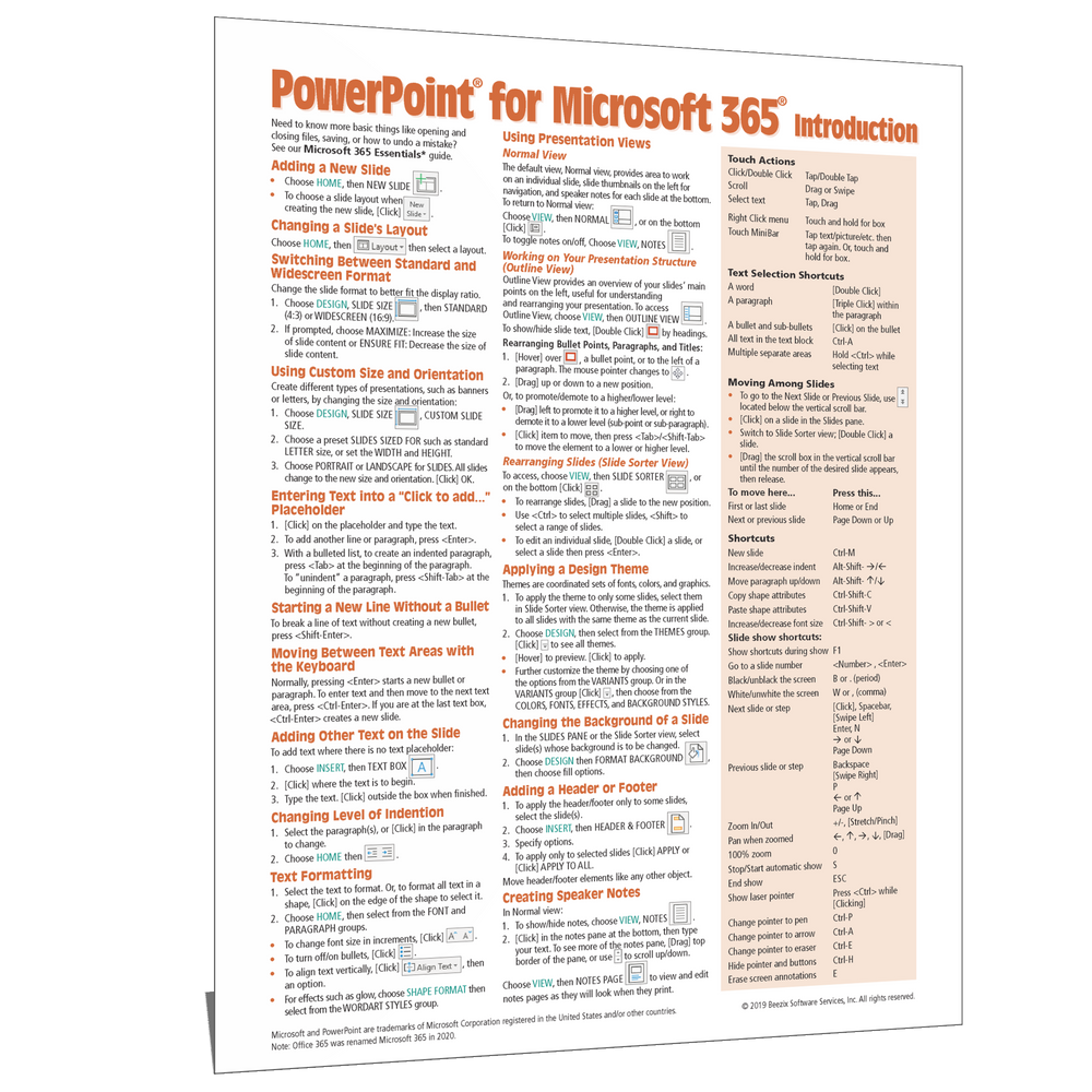 PowerPoint for Microsoft 365 Introduction Quick Reference