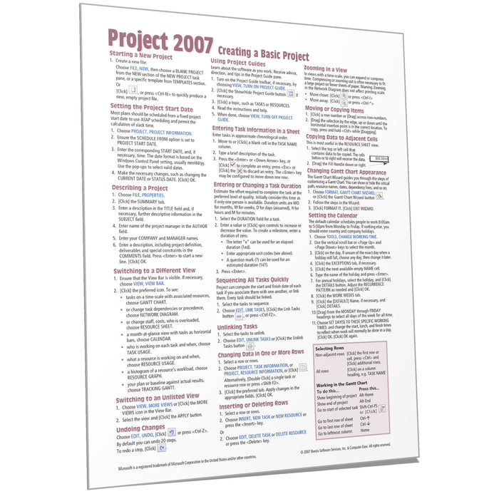 Project 2007 Creating a Basic Project Quick Reference