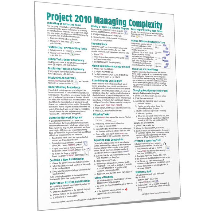 Project 2010 Managing Complexity Quick Reference