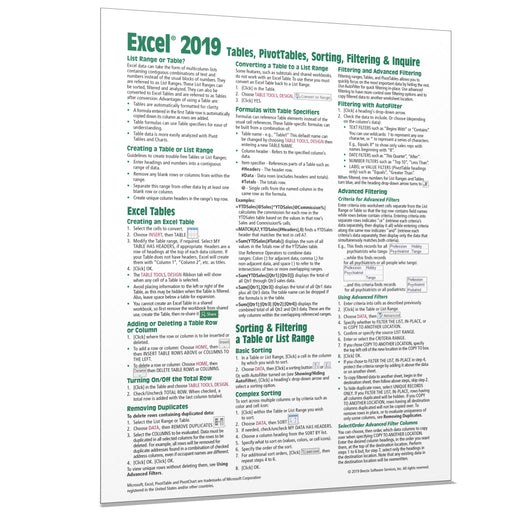 Excel 2019 Tables, PivotTables Sorting, Filtering