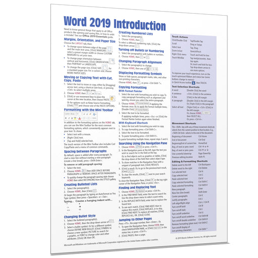 Word 2019 Introduction Quick Reference