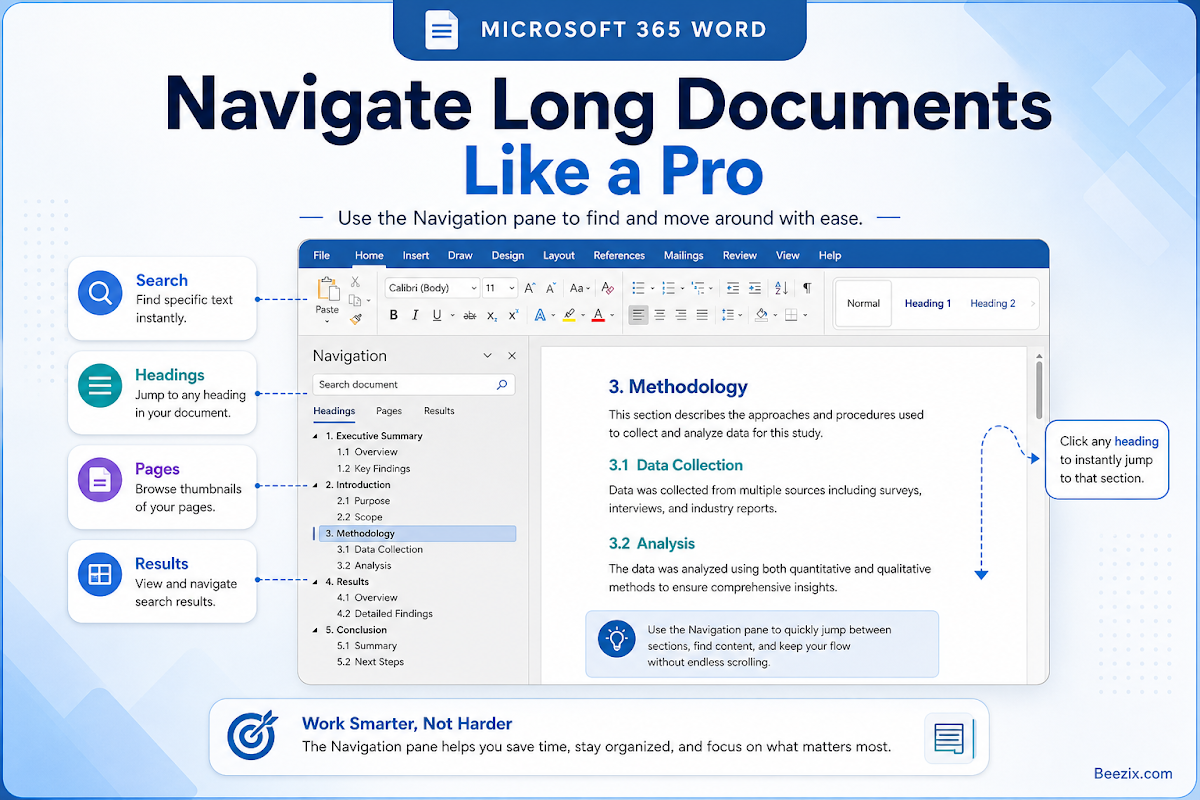 How to Use the Navigation Pane in Microsoft Word to Find and Move Through Long Documents