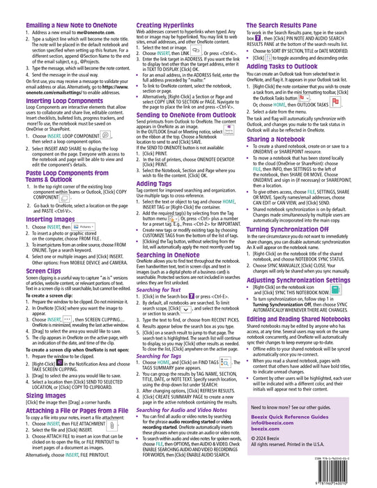 OneNote for Windows 10 Quick Reference, Cheat Sheet, Guide - Beezix