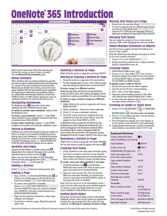 OneNote 365 Introduction Quick Reference Guide - Windows Version