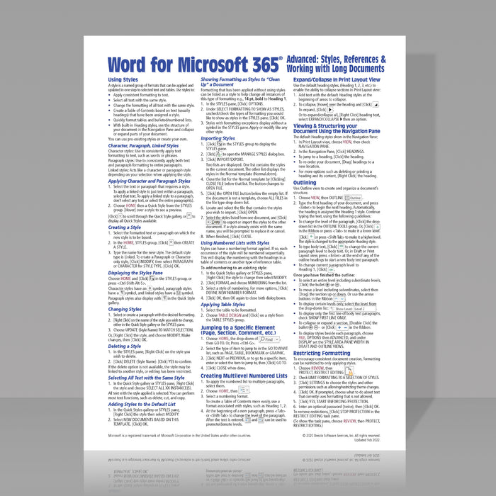 Word for Microsoft 365 Advanced Quick Reference