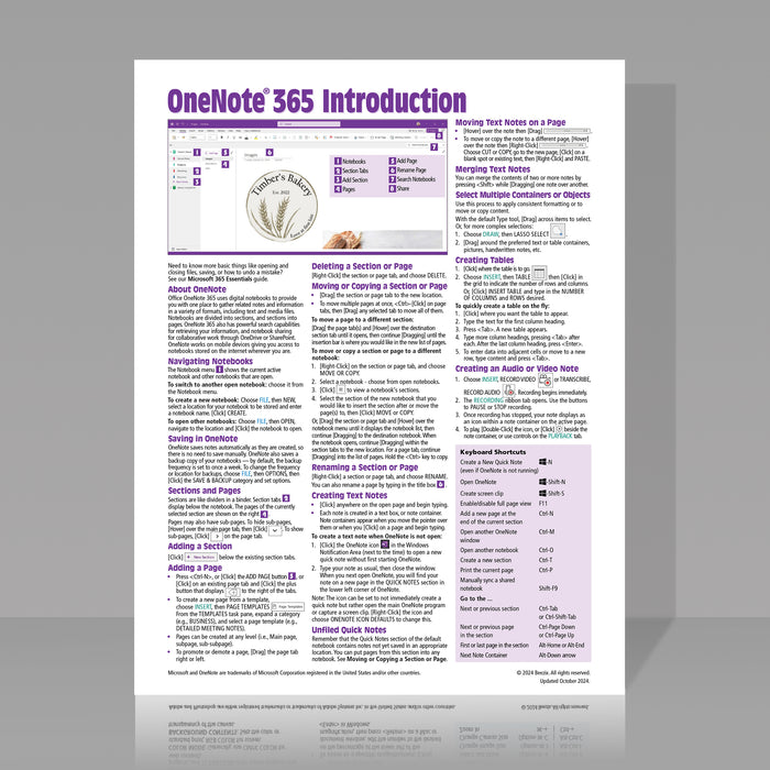 OneNote 365 Introduction Quick Reference Guide - Windows Version