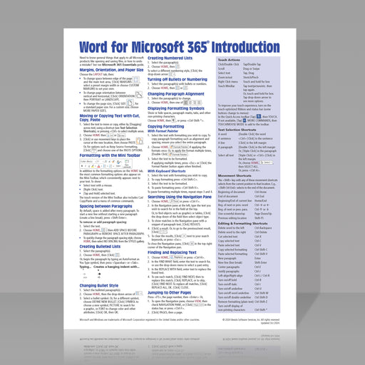 Word for Microsoft 365 Introduction Quick Reference