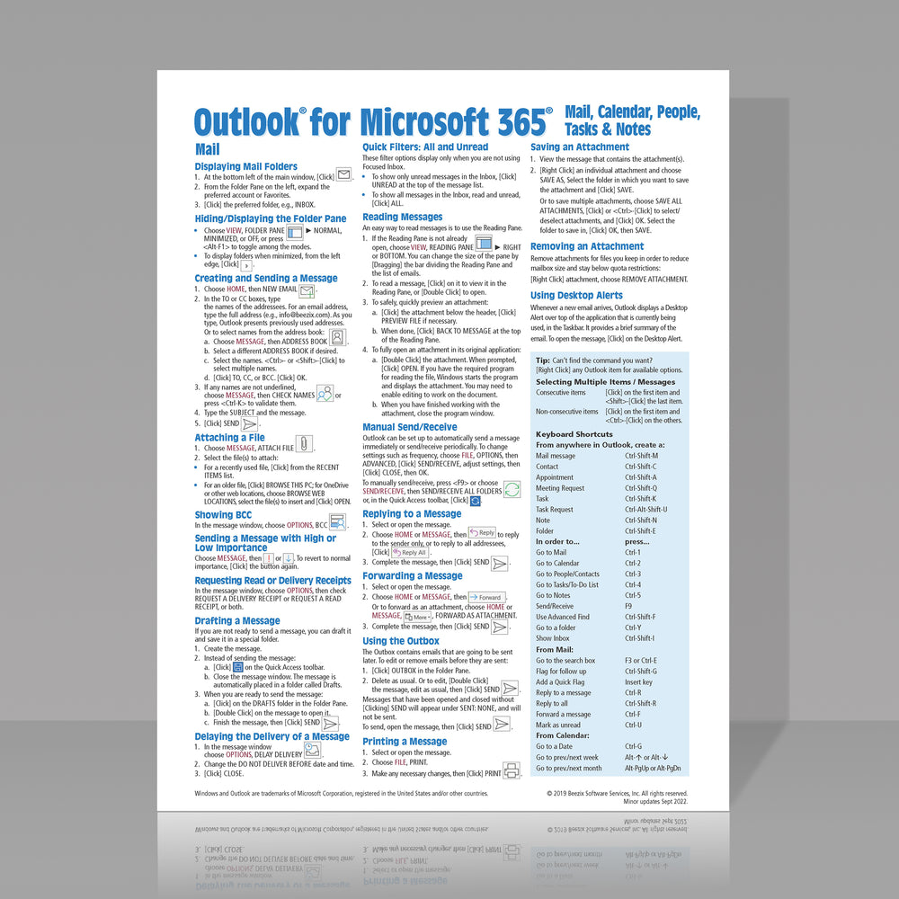 Outlook for Microsoft 365 Mail, Calendar, People, Tasks, Notes Quick Reference