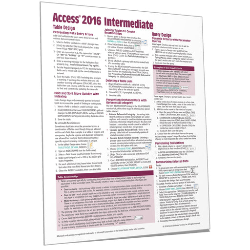 Access 2016 Intermediate Quick Reference