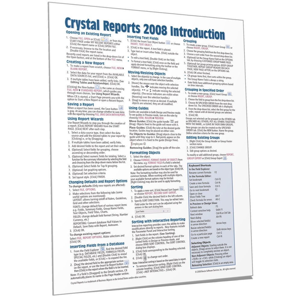 Crystal Reports 2008 Introduction Quick Reference