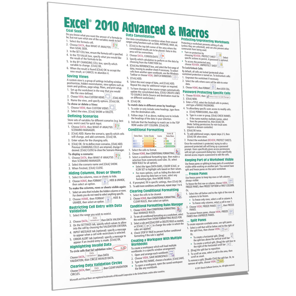 Excel 2010 Advanced & Macros Quick Reference