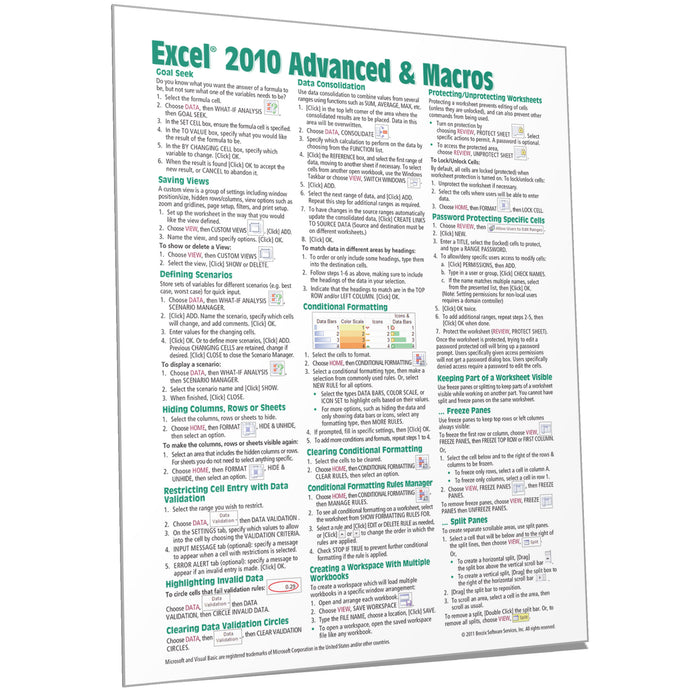 Excel 2010 Advanced & Macros Quick Reference