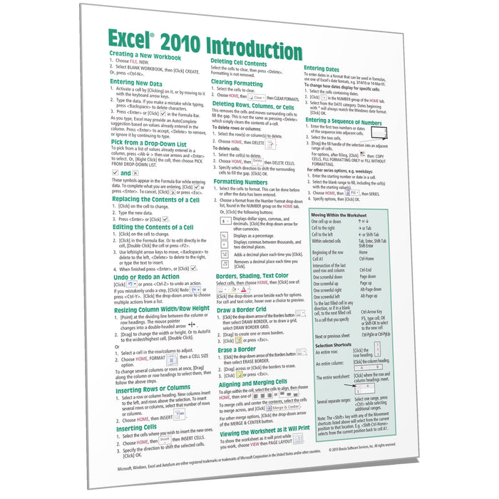 Excel 2010 Introduction Quick Reference