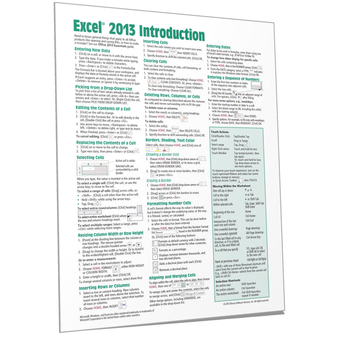 Excel 2013 Introduction Quick Reference