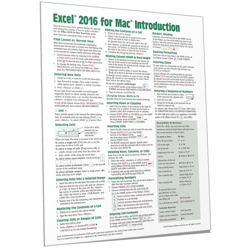 Excel 2016 for Mac Introduction Quick Reference