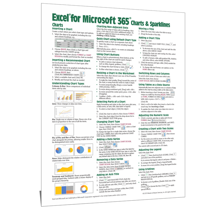 Excel for Microsoft 365 Charts & Sparklines Quick Reference