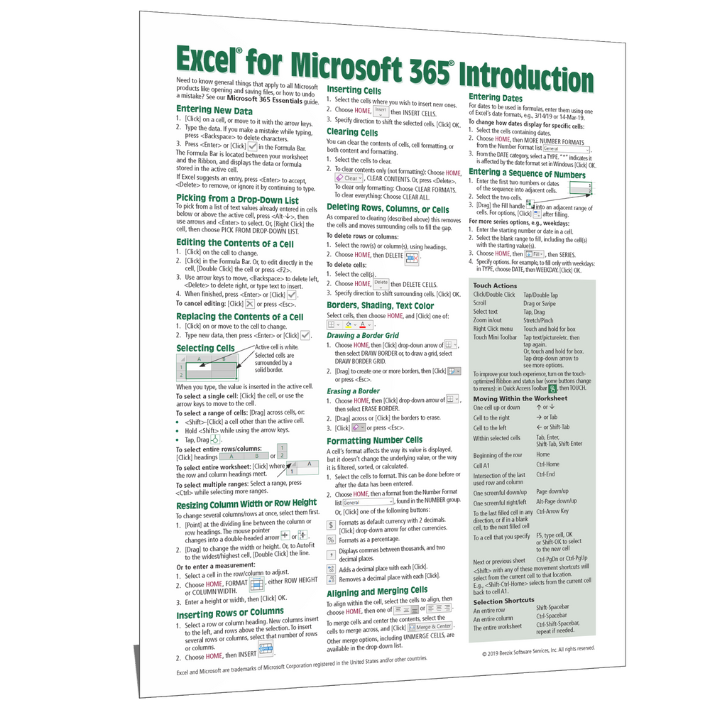 Excel for Microsoft 365 Introduction Quick Reference