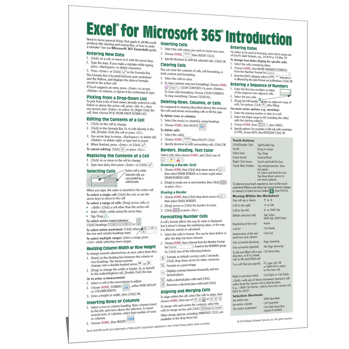 Excel for Microsoft 365 Introduction Quick Reference