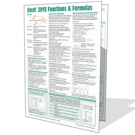 Excel 2013 Functions & Formulas Quick Reference