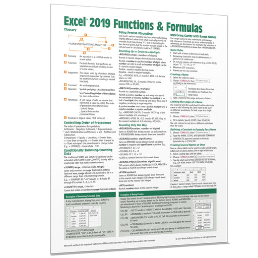 Excel 2019 Functions & Formulas Quick Reference