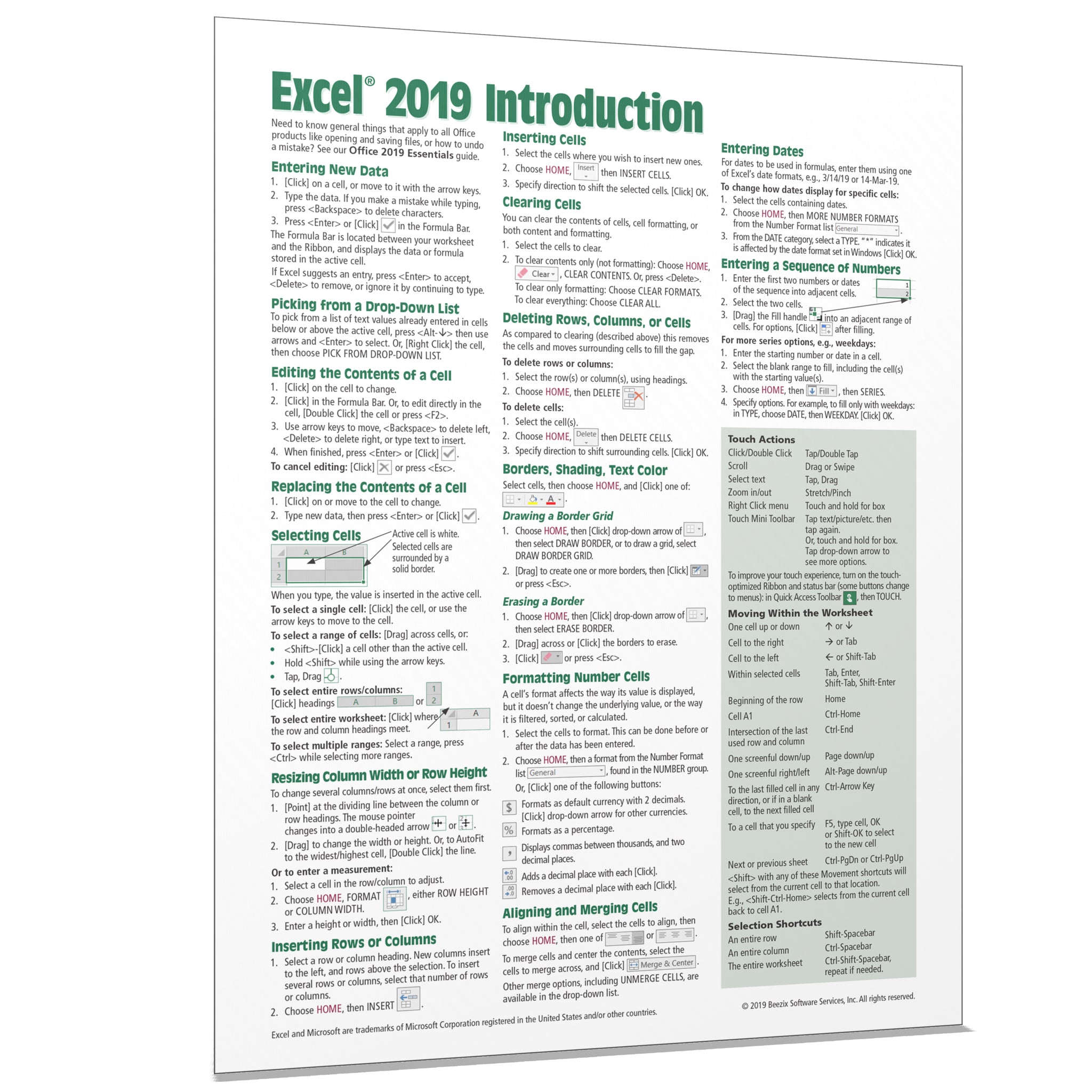 Microsoft Word 2019 Quick Guide Cheat Sheet Training Handout Beezix 8635