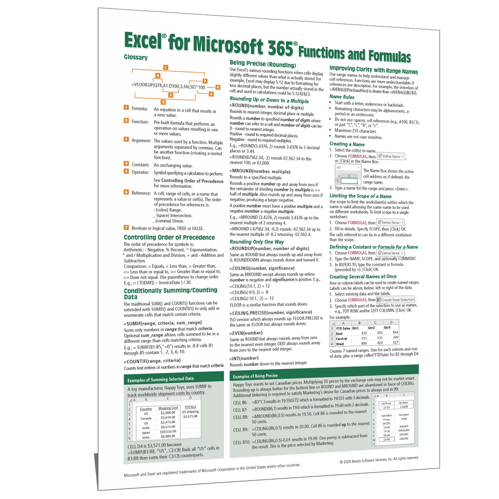 Excel for Microsoft 365 Functions & Formulas Quick Reference