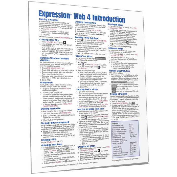 Expression Web 4 Introduction Quick Reference