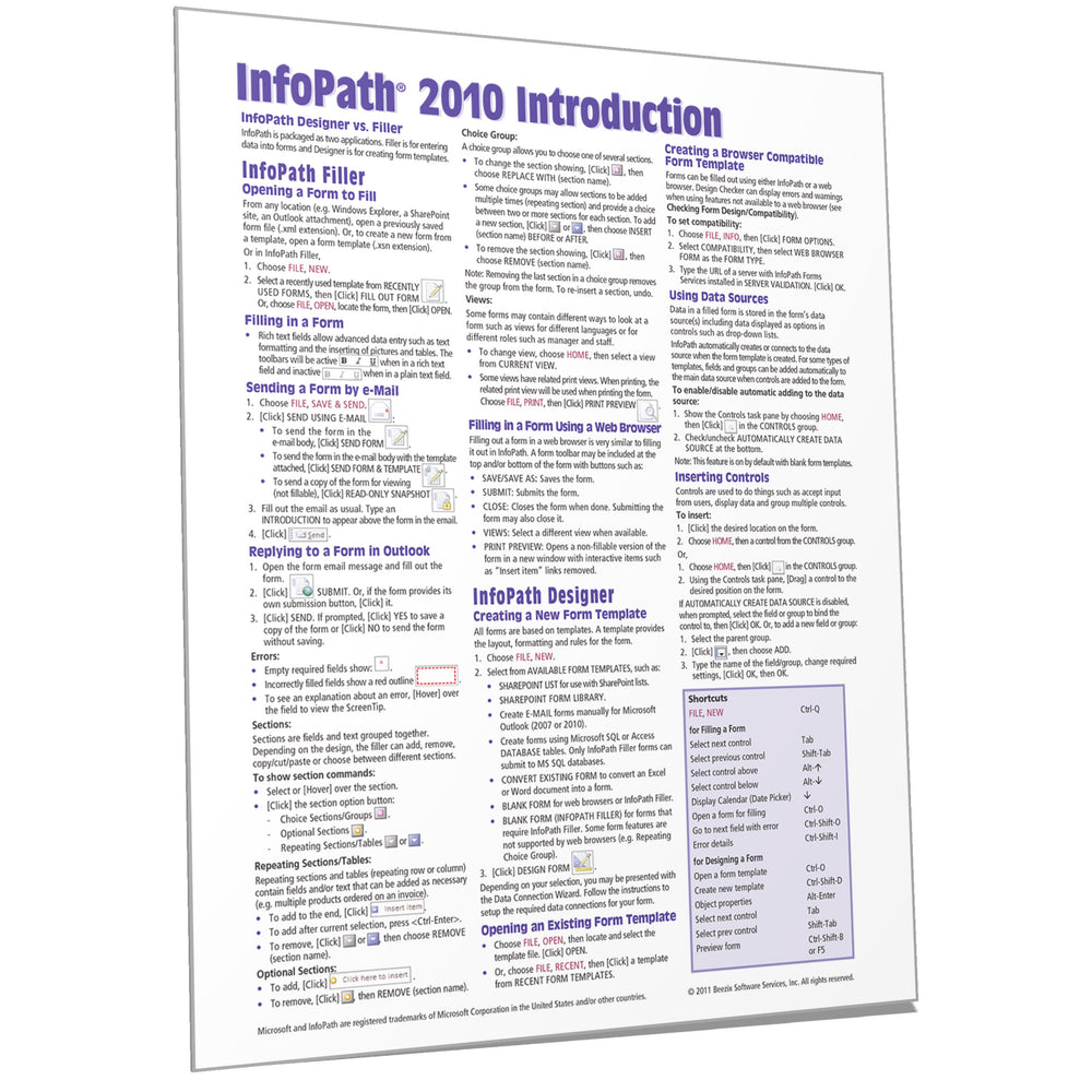 InfoPath 2010 Introduction Quick Reference