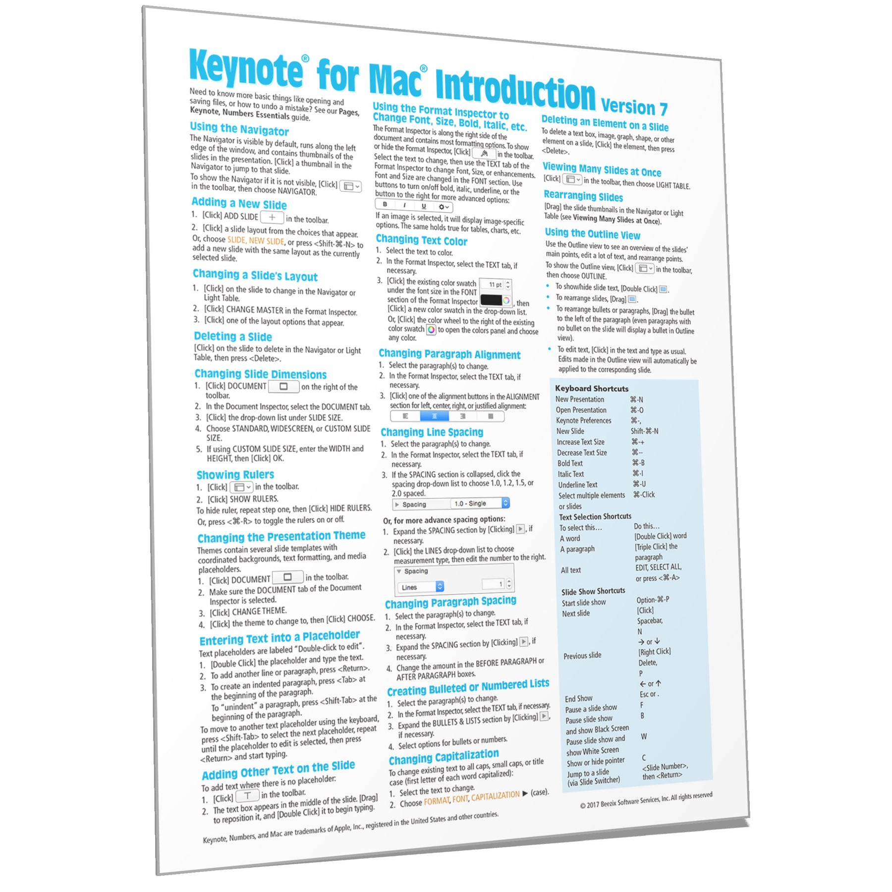 Guide,　Card-　Sheet　Cheat　Reference　Quick　Mac　Keynote　Beezix