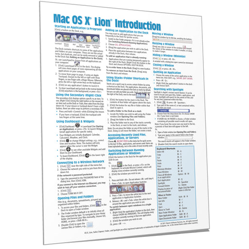 Mac OS X Lion Introduction Quick Reference