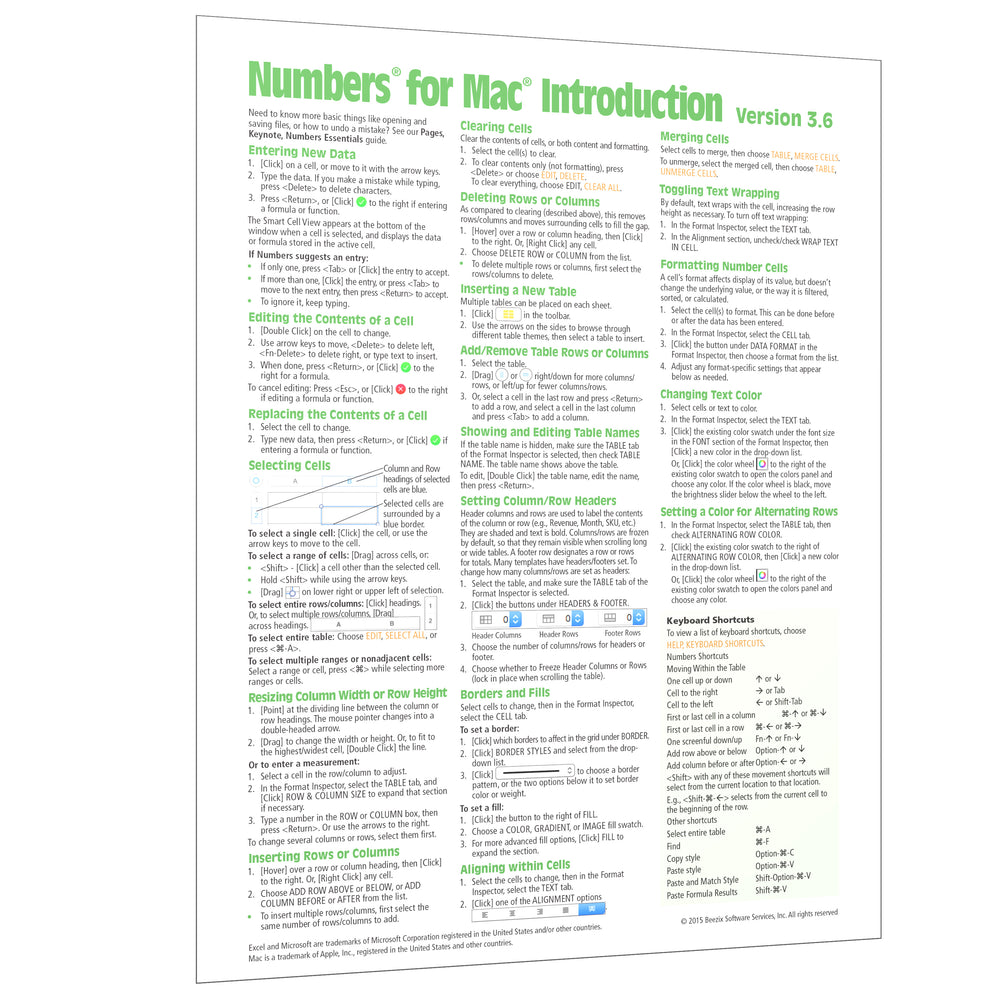 Numbers for Mac (ver. 3.6) Introduction Quick Reference