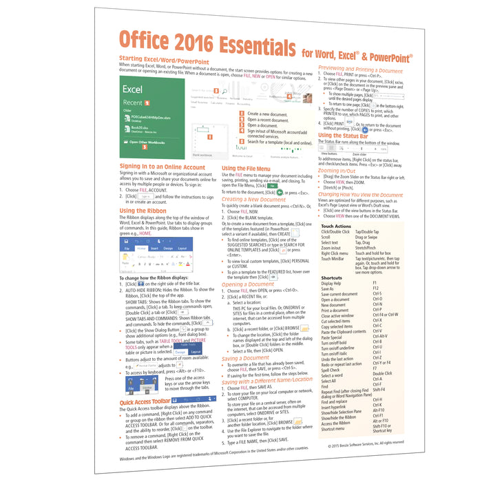 Office 2016 Essentials Quick Reference