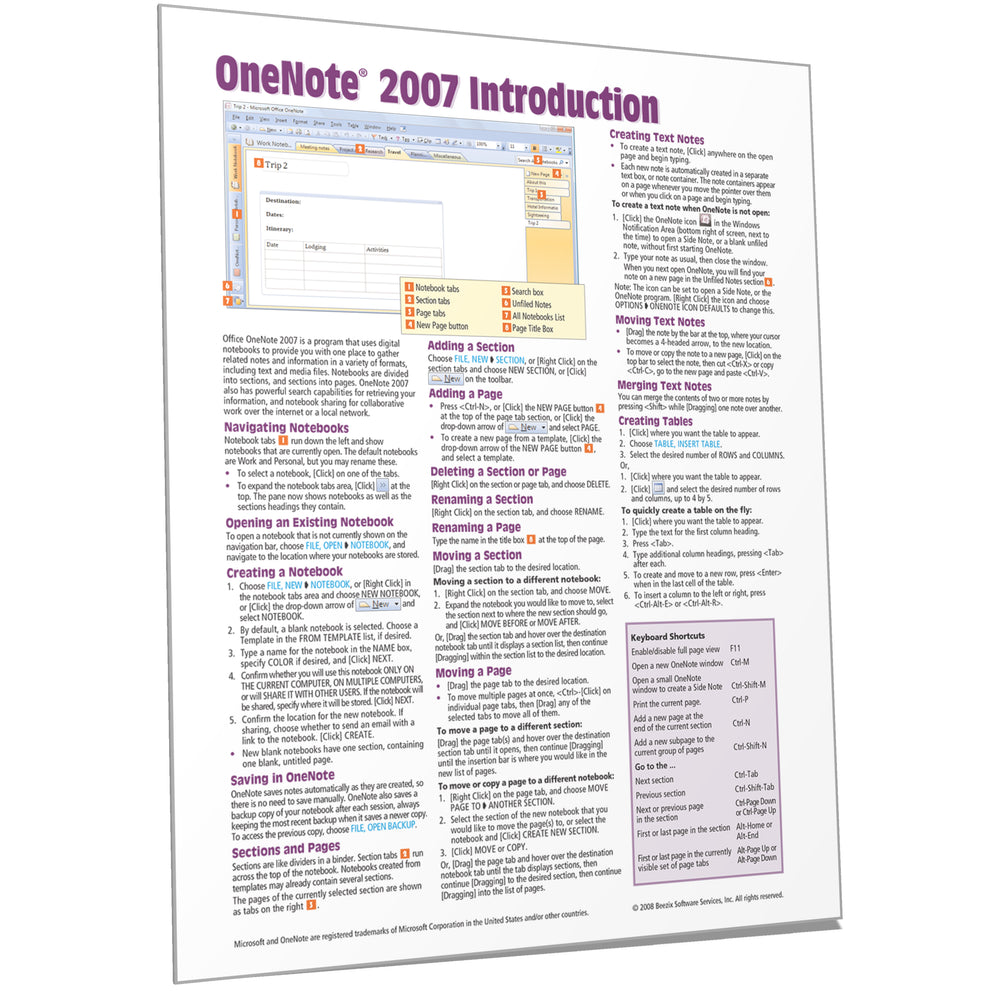 OneNote 2007 Introduction Quick Reference