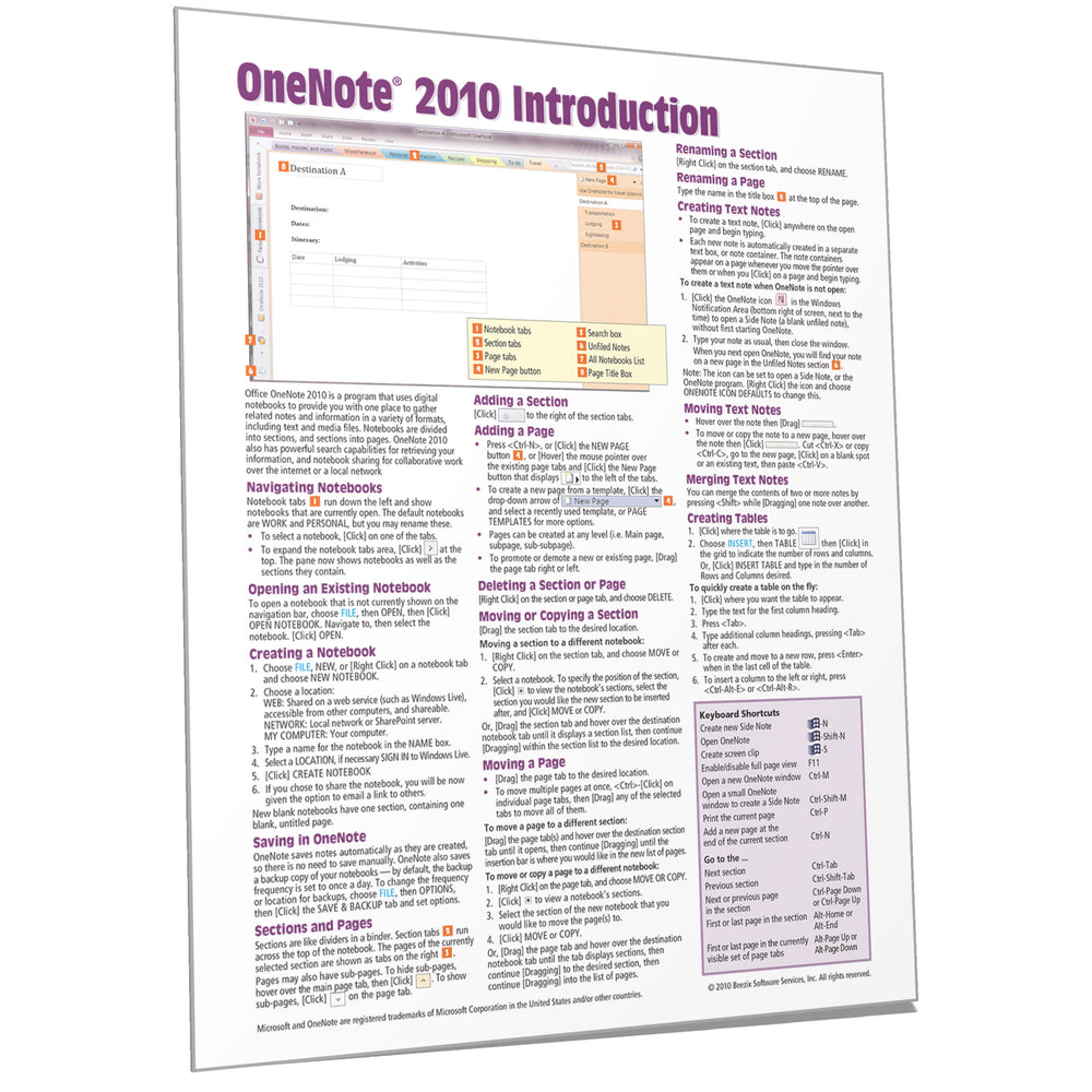 OneNote 2010 Introduction Quick Reference