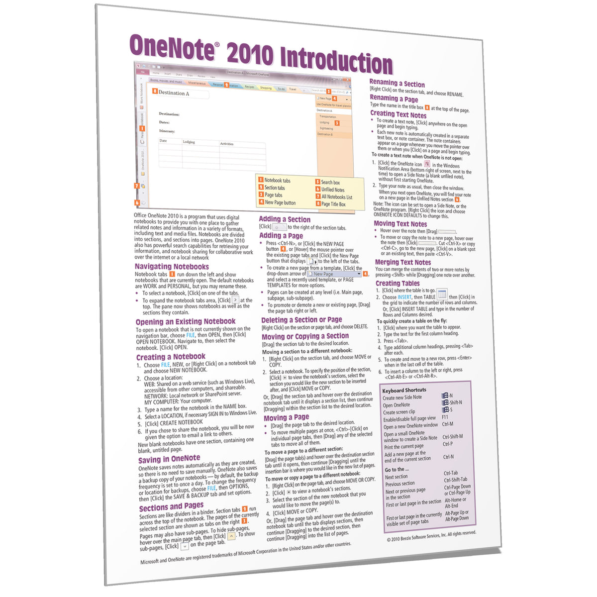 Onenote 365 Quick Guide.pdf OneNote 2010 Quick Reference, Cheat Sheet, Guide, Card - Beezix