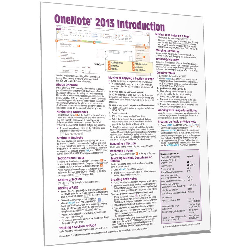 OneNote 2013 Introduction Quick Reference