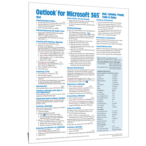 Outlook for Microsoft 365 Mail, Calendar, People, Tasks, Notes Quick Reference