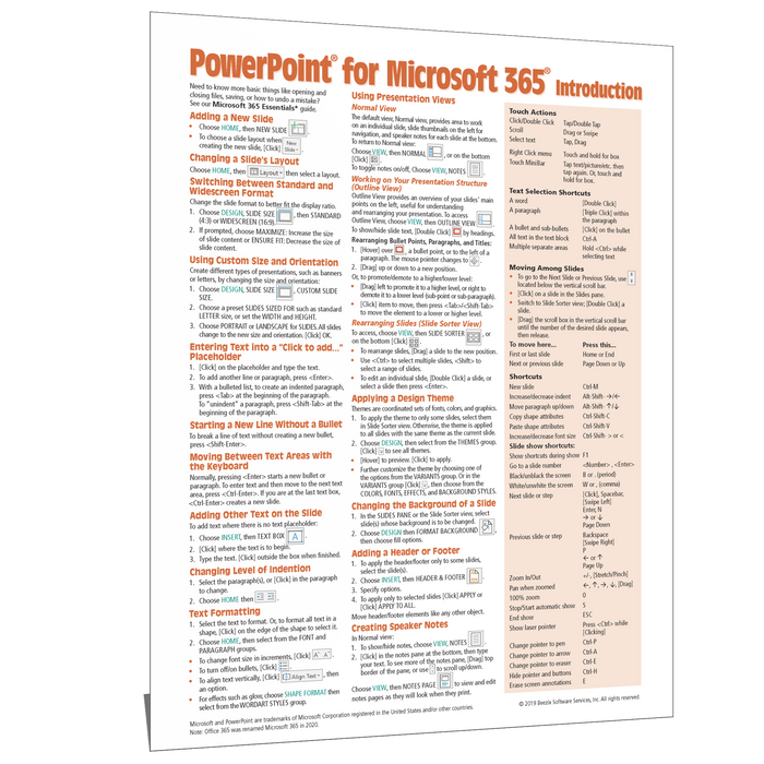 PowerPoint for Microsoft 365 Introduction Quick Reference