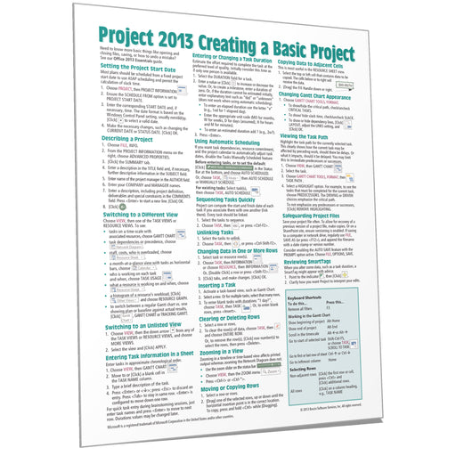 Project 2013 Creating a Basic Project Quick Reference