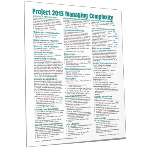 Project 2013 Managing Complexity Quick Reference