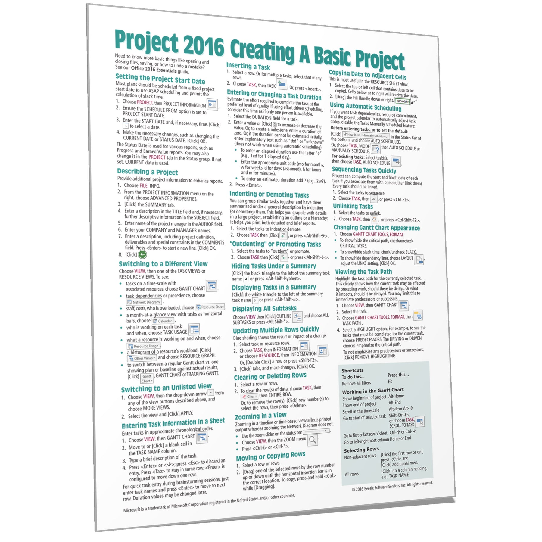 Ms Project Reference Microsoft Project Cheat Sheet