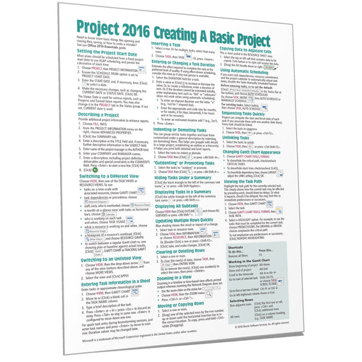 Project 2016 Creating a Basic Project Quick Reference