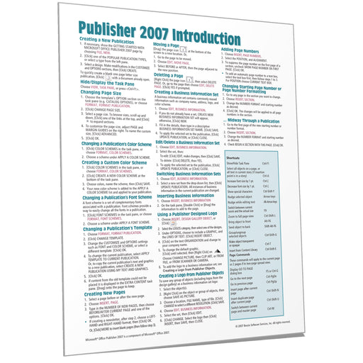 Publisher 2007 Introduction Quick Reference