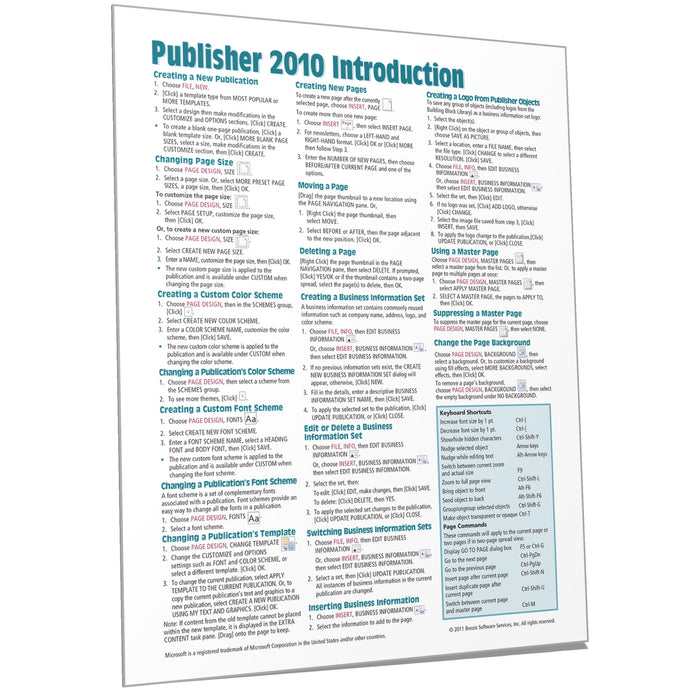 Publisher 2010 Introduction Quick Reference