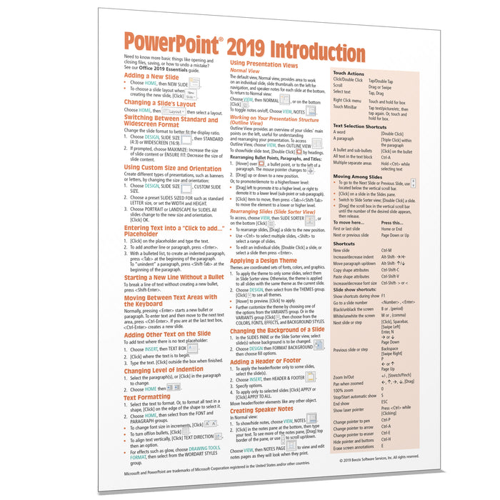 PowerPoint 2019 Introduction Quick Reference