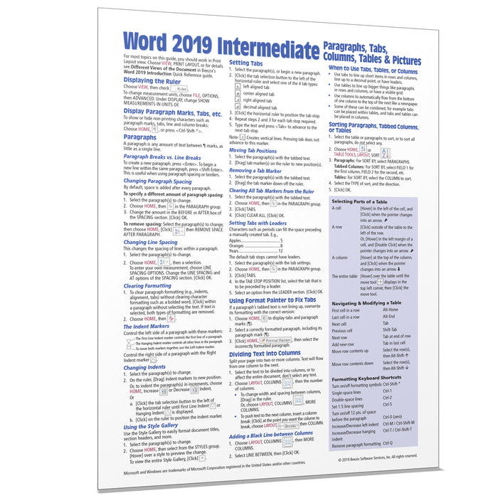 Word 2019 Intermediate: Paragraphs, Tabs, Columns, Tables, Pictures